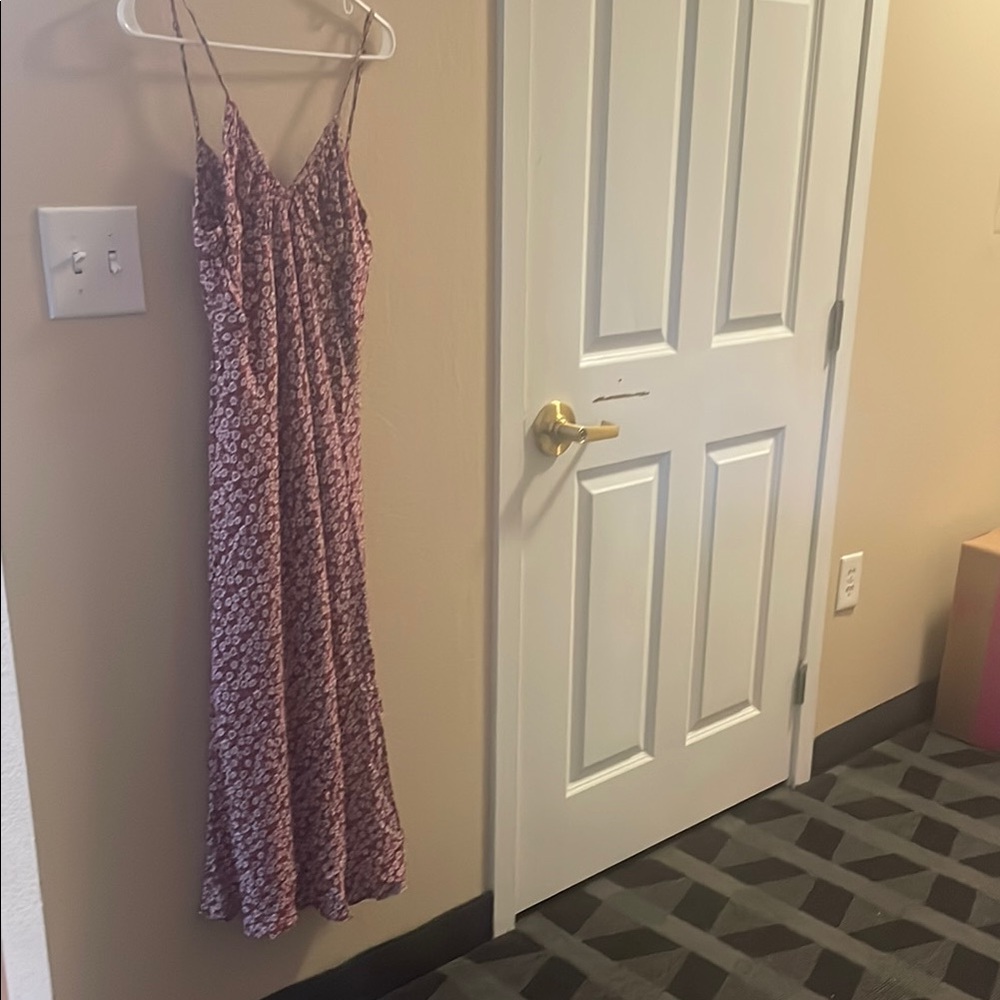 Chic purple with white flowers Print Maxi Dress